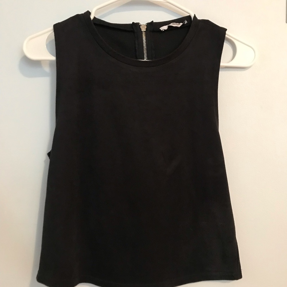 Faux suede crop top, zipper back, Zara